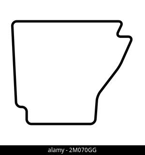 Arkansas state of United States of America, USA. Simplified thick black outline map with rounded corners. Simple flat vector illustration Stock Vector