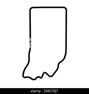 Indiana state of United States of America, USA. Simplified thick black outline map with rounded corners. Simple flat vector illustration Stock Vector