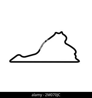 Virginia state of United States of America, USA. Simplified thick black outline map with rounded corners. Simple flat vector illustration Stock Vector