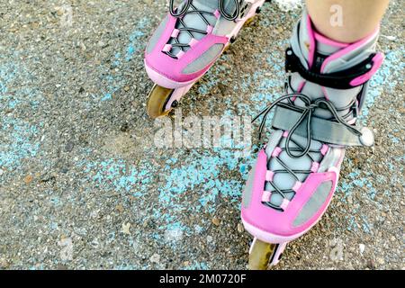 close up view inline skates Stock Photo