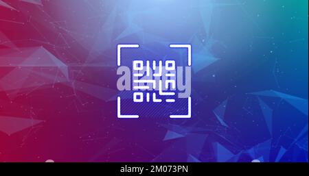 Image of shapes and qr code over red and blue background Stock Photo