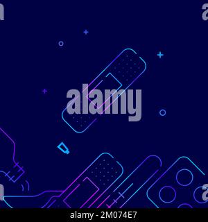 Adhesive plaster, court sticking plaster gradient line vector icon, simple illustration on a dark blue background, medicine, treatment related bottom Stock Vector