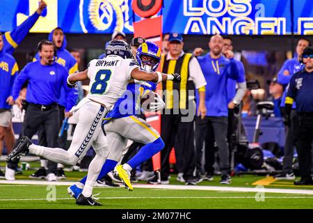 Seattle Seahawks cornerback Coby Bryant (8) defends down the field during  the second half of an