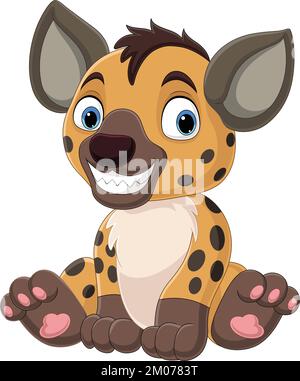 Cartoon cute hyena on white background Stock Vector