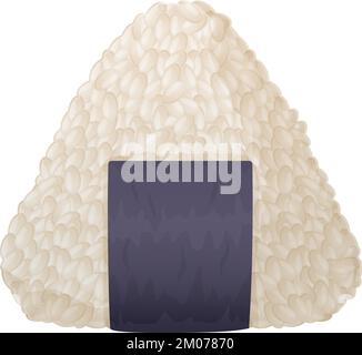 Cartoon Japanese onigiri, rice ball wrapped in seaweed, with plump ...
