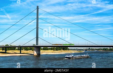 The Oberkasseler Bridge across the Rhine in Dusseldorf - North Rhine-Westphalia, Germany Stock Photo