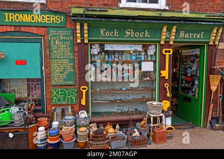 Classic historic Hereford city ironmongers and locksmiths , Lock Stock & Barrel , 7 St Owen's St, Hereford, Herefordshire, England, UK , HR1 2JB Stock Photo