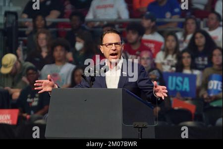 PHILADELPHIA, PA, USA - NOVEMBER 05, 2022: Josh Shapiro speaks at a Campaign Rally at the Liacouras Center at Temple University. Stock Photo