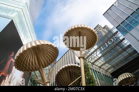 Kuala Lumpur, Malaysia: Dec 1st, 2022: Fountain and decoration outside Pavilion shopping centre in Bukit Bintang, a well known part of the city for sh Stock Photo