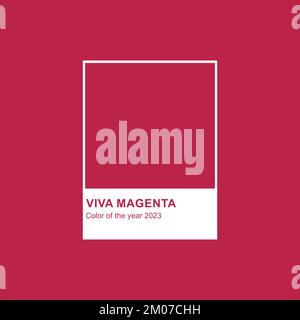 Viva Magenta 18-1750 color of the year 2023. Abstract background with square frame. Color concept. Stock Vector