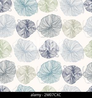 Ball of thread for knitting seamless pattern vector. Great for label, print, packaging, fabric Stock Vector