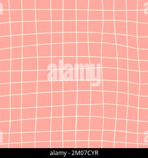 Pink checkered vector pattern. Hand draw tablecloth texture. Stock Vector