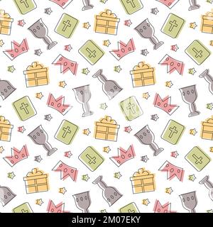 Happy Epiphany Day Seamless Pattern Design Christian Festival to Faith in Template Hand Drawn Cartoon Flat Illustration Stock Vector