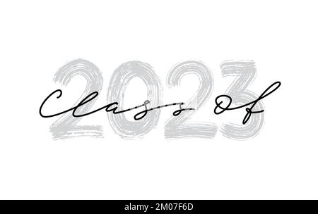 Class of 2023. Hand drawn brush lettering Graduation logo Stock Vector