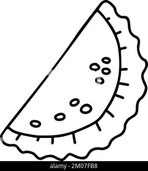 Mexican Empanada. Vector linear hand drawing mexican food close-up in doodle style. Latin American national dish Stock Vector