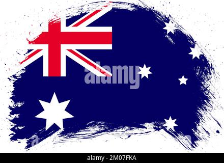 Distressed stroke brush painted flag of australia on white background Stock Photo