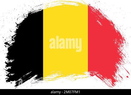 Distressed stroke brush painted belgium flag on white background Stock ...