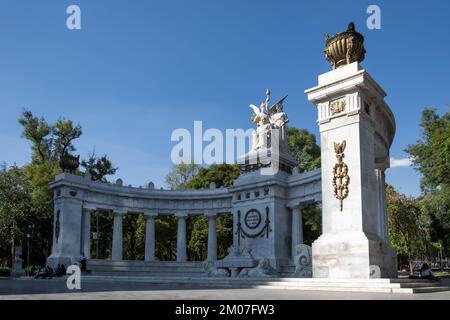 View of the Benito Juárez Hemicycle, a Neoclassical monument located at the Alameda Central park in Mexico City commemorating the Mexican statesman Stock Photo