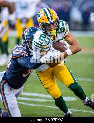 Chicago, Illinois, USA. 05th Dec, 2019. - Bears #36 DeAndre Houston-Carson  tackles Cowboys #11 Cedrick Wilson during the NFL Game between the Dallas  Cowboys and Chicago Bears at Soldier Field in Chicago