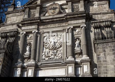 Architectural detail of the Mexico City Metropolitan Cathedral, cathedral church of the Roman Catholic Archdiocese located in the historic city center Stock Photo