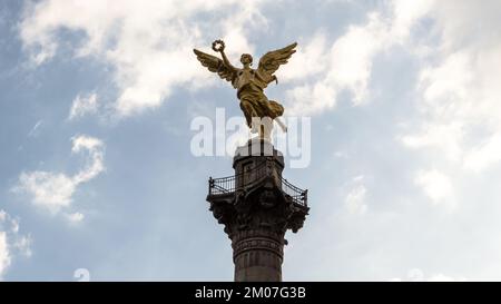 Architectural detail of The Angel of Independence, a victory column on a roundabout on the major thoroughfare of Paseo de la Reforma in Mexico City Stock Photo