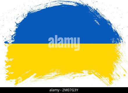 Distressed stroke brush painted flag of ukraine on white background Stock Photo
