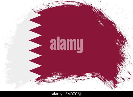 Distressed stroke brush painted flag of qatar on white background Stock Photo