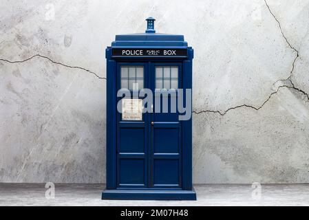 Police call box. Tardis from Doctor Who. Stock Photo