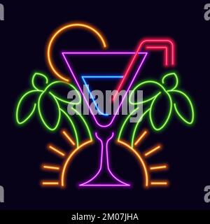 Neon logotype of bar or pub with drinks vector Stock Vector
