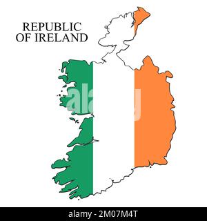 Republic of Ireland map vector illustration. Global economy. Famous country. Northern Europe. Europe. Stock Vector