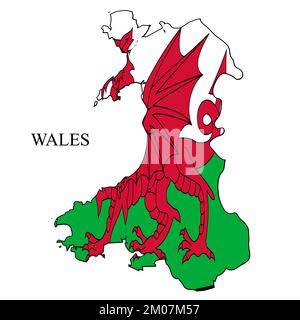 Wales map vector illustration. Global economy. Famous country. Northern Europe. Europe. UK region. Stock Vector