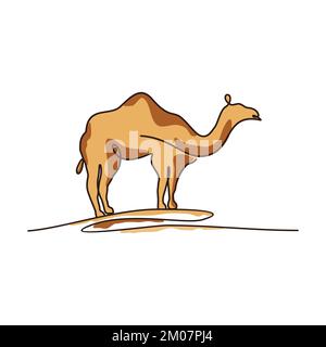 Continuous line premium camel modern minimalist style logo design. Vector illustration EPS.8 EPS.10 Stock Vector