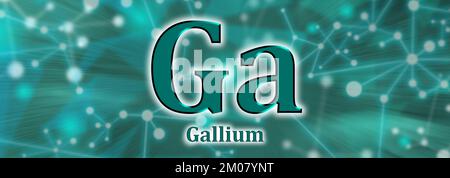 Ga symbol. Gallium chemical element on green network background Stock Photo