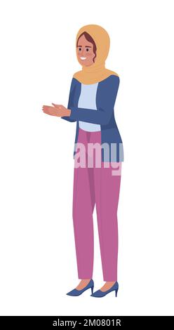 Businesswoman clapping hands semi flat color vector character Stock Vector