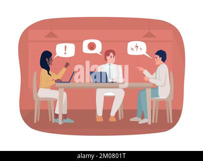 Conflict between coworkers 2D vector isolated illustration Stock Vector