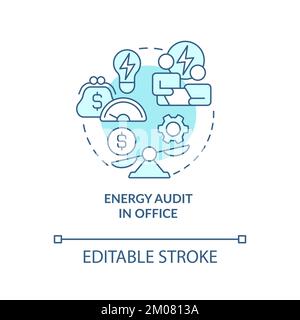 Energy audit in office turquoise concept icon Stock Vector