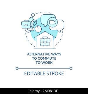 Alternative ways to commute to work turquoise concept icon Stock Vector