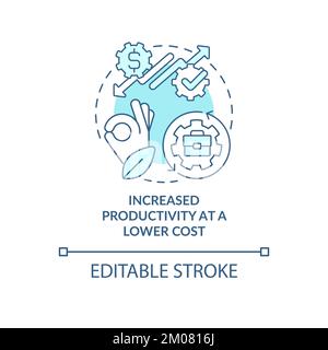 Increased productivity at lower cost turquoise concept icon Stock Vector