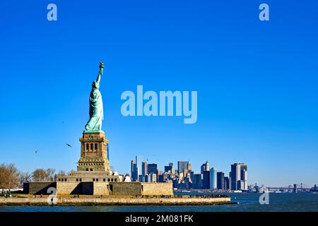 New York. Manhattan. United States. The Statue of Liberty on Liberty Island Stock Photo