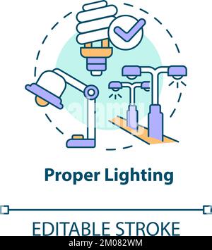 Proper lighting concept icon Stock Vector