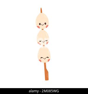 Asian Yakitori Skewer with cute eggs, for asian fast food and take out restaurants Stock Vector