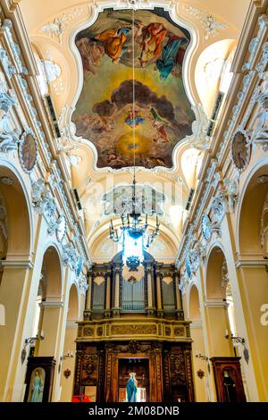 Pipe organ in the Santissima Annunziata complex, Sulmona, Italy Stock Photo