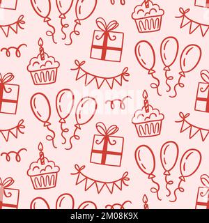 Birthday Seamless Pattern. Party Holiday Celebration Stock Vector