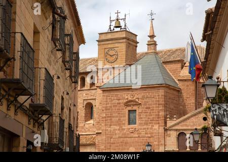 San Andres - St Andrews Church, Plaza Mayor Square, Villanueva de los Infantes, Ciudad Real, Spain Stock Photo