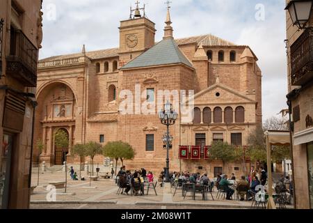 San Andres - St Andrews Church, Plaza Mayor Square, Villanueva de los Infantes, Ciudad Real, Spain Stock Photo