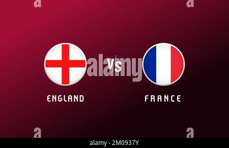 England vs France flag round emblem. Football background with English and French national flags logo. Sport vector Illustration for tournament design Stock Vector