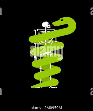 Snake wrapped around skeleton. Vector illustration Stock Vector