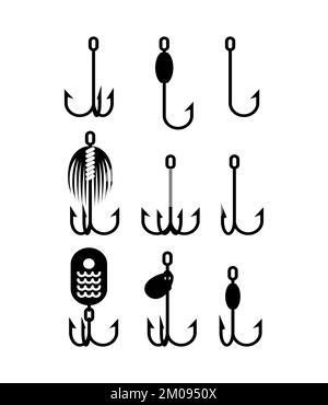 Fishing hook logo set. Simple set of fishing hook vector logo for