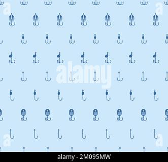 Fish hook pattern seamless. Hook for catching fish background. fishing tackle texture Stock Vector