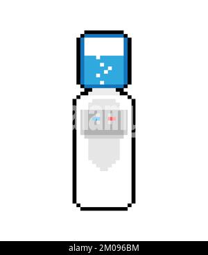 Office water cooler pixel art. 8 bit Vector illustration Stock Vector